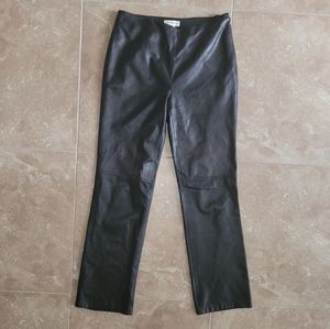 90's/Y2K Katherine Kelly Black Leather High-Waist Straight Leg Pants - sz. Large
